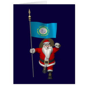 Santa Claus With Ensign Of South Dakota Cards