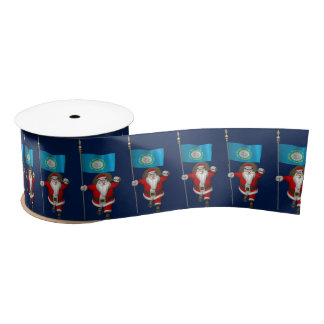 Santa Claus With Ensign Of South Dakota Satin Ribbon