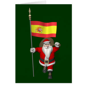 Santa Claus With Ensign Of Spain Cards