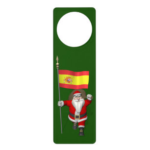 Santa Claus With Ensign Of Spain Door Hanger