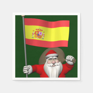 Santa Claus With Ensign Of Spain Napkins