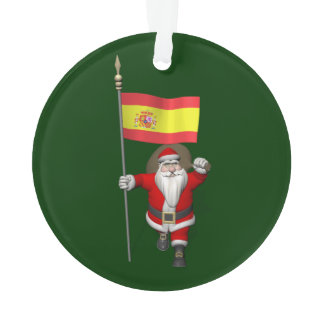 Santa Claus With Ensign Of Spain Ornament