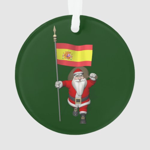 Santa Claus With Ensign Of Spain Ornament