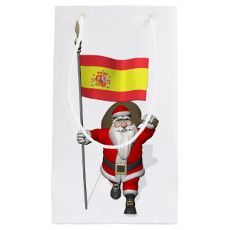 Santa Claus With Ensign Of Spain Small Gift Bag
