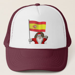Santa Claus With Ensign Of Spain Trucker Hat