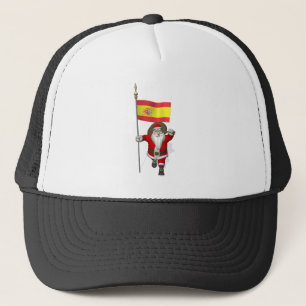 Santa Claus With Ensign Of Spain Trucker Hat