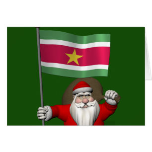 Santa Claus With Ensign Of Suriname Cards