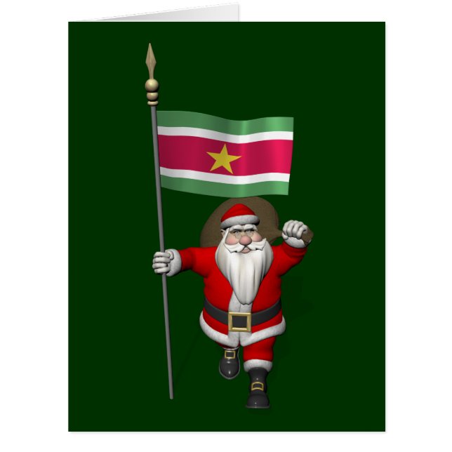 Santa Claus With Ensign Of Suriname Cards (Front)