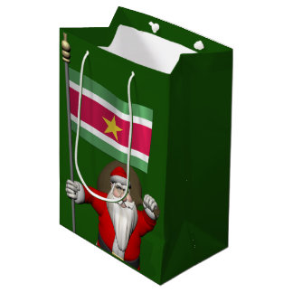 Santa Claus With Ensign Of Suriname Medium Gift Bag