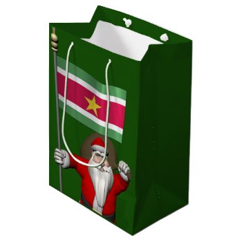 Santa Claus With Ensign Of Suriname Medium Gift Bag by santa_world_flags at Zazzle