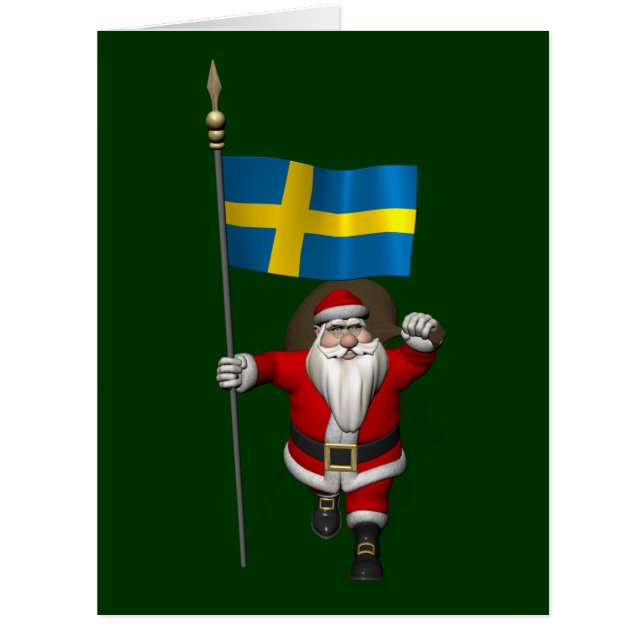 Santa Claus With Ensign Of Sweden Cards (Front)