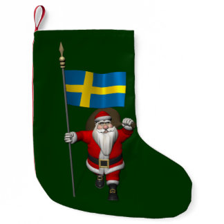 Santa Claus With Ensign Of Sweden Small Christmas Stocking