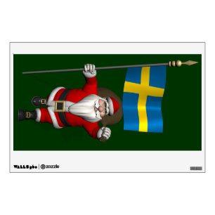 Santa Claus With Ensign Of Sweden Wall Sticker