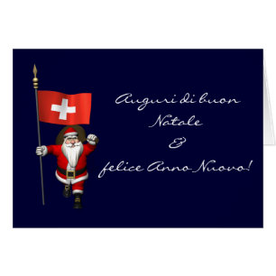 Santa Claus With Ensign Of Switzerland Cards