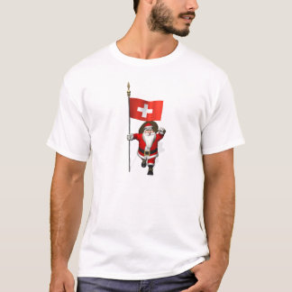 Santa Claus With Ensign Of Switzerland T-Shirt