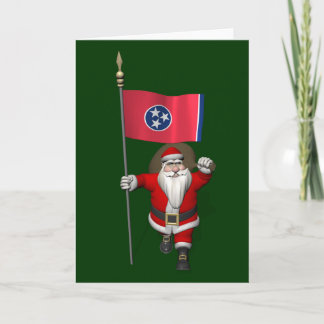 Santa Claus With Ensign Of Tennessee Holiday Card