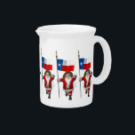 Santa Claus With Ensign Of Texas Beverage Pitcher<br><div class="desc">background color can be changed: CUSTOMIZE it
 father christmas visiting the Lone Star State</div>