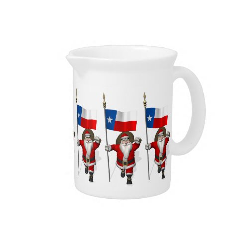 Santa Claus With Ensign Of Texas Beverage Pitcher