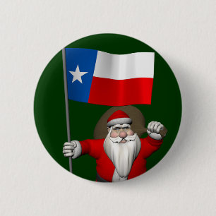 Santa Claus With Ensign Of Texas Button