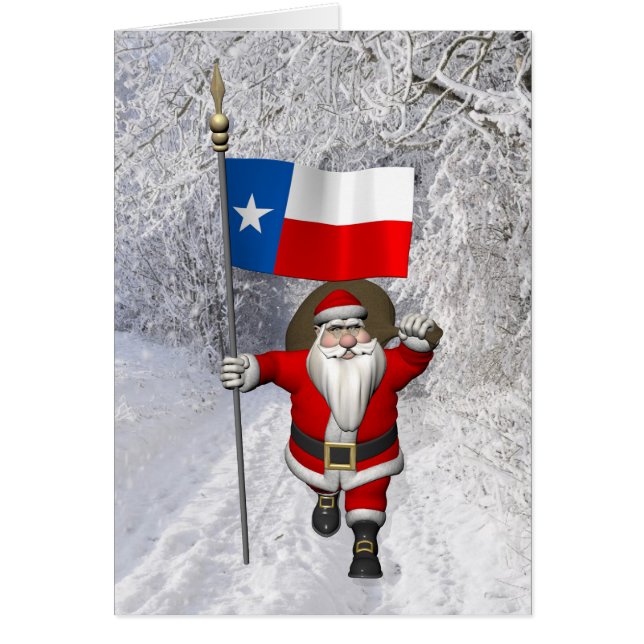 Santa Claus With Ensign Of Texas Cards (Front)