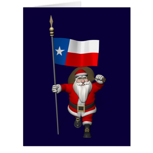 Santa Claus With Ensign Of Texas Cards (Front)
