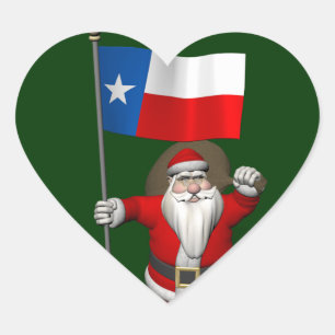 Santa Claus With Ensign Of Texas Heart Sticker