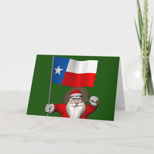 Santa Claus With Ensign Of Texas Holiday Card