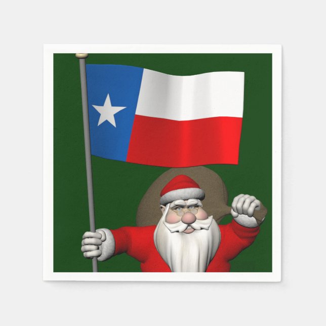 Santa Claus With Ensign Of Texas Paper Napkins (Front)