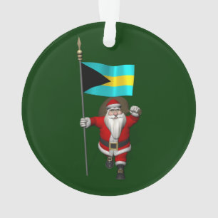 Santa Claus With Ensign Of The Bahamas Ornament