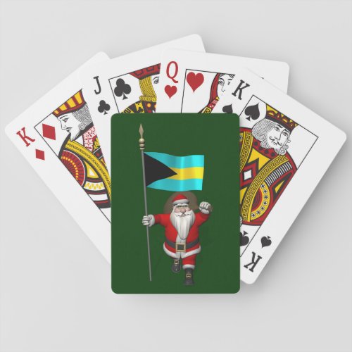 Santa Claus With Ensign Of The Bahamas Playing Cards