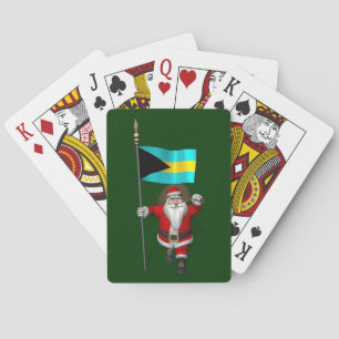 Santa Claus With Ensign Of The Bahamas Poker Cards