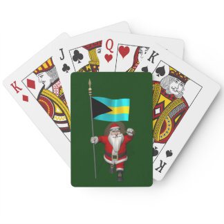 Santa Claus With Ensign Of The Bahamas Poker Cards