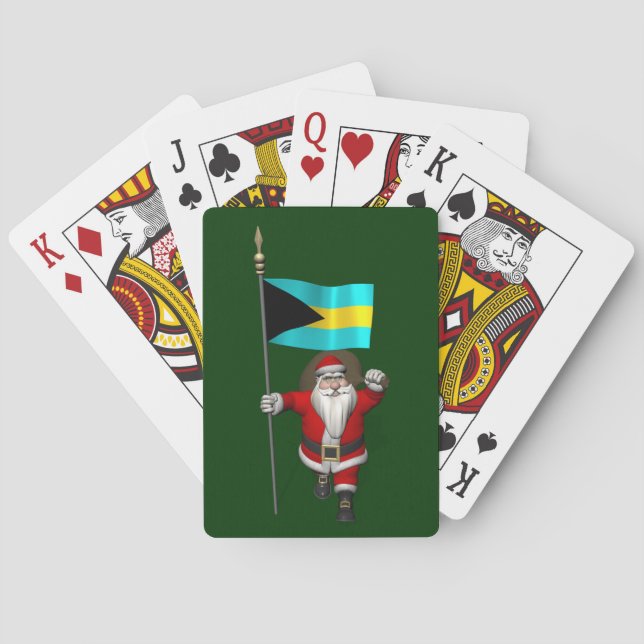 Santa Claus With Ensign Of The Bahamas Poker Cards (Back)