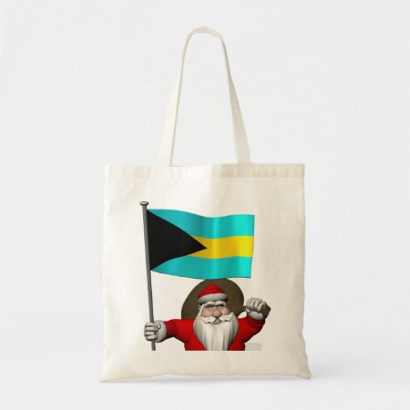 Santa Claus With Ensign Of The Bahamas Tote Bag