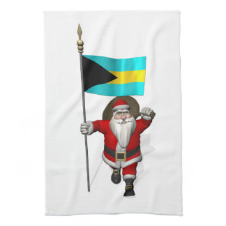 Santa Claus With Ensign Of The Bahamas Towel