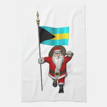 Santa Claus With Ensign Of The Bahamas Towel by santa_world_flags at Zazzle