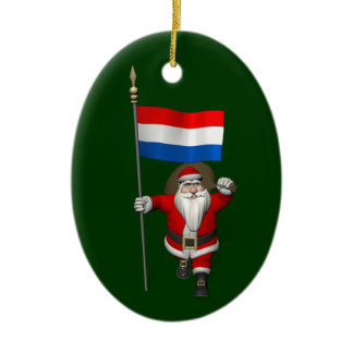 Santa Claus With Ensign Of The Netherlands Ceramic Ornament