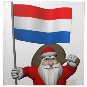 Santa Claus With Ensign Of The Netherlands Cloth Napkin
