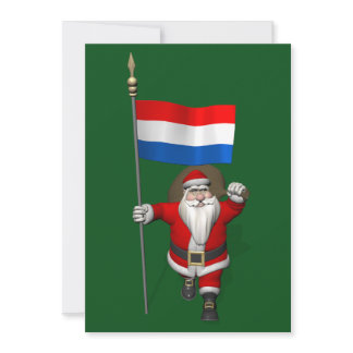 Santa Claus With Ensign Of The Netherlands Holiday Card
