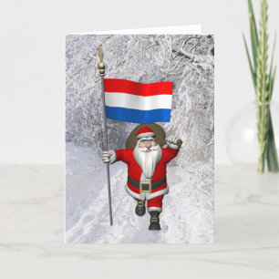 Santa Claus With Ensign Of The Netherlands Holiday Card