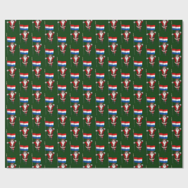 Santa Claus With Ensign Of The Netherlands Wrapping Paper (Flat)