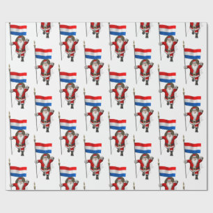 Santa Claus With Ensign Of The Netherlands Wrapping Paper