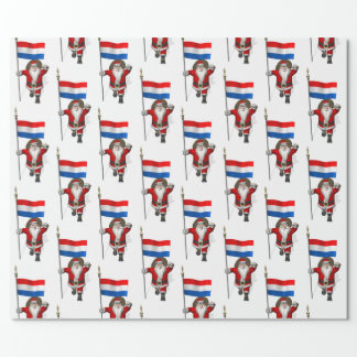 Santa Claus With Ensign Of The Netherlands Wrapping Paper