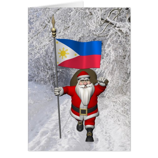 Santa Claus With Ensign Of The Philippines Cards (Front)