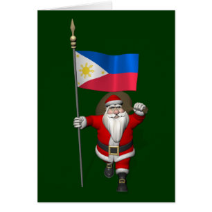 Santa Claus With Ensign Of The Philippines Cards