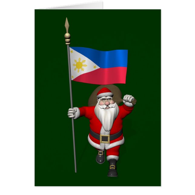Santa Claus With Ensign Of The Philippines Cards (Front)