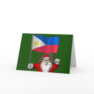 Santa Claus With Ensign Of The Philippines Holiday Card