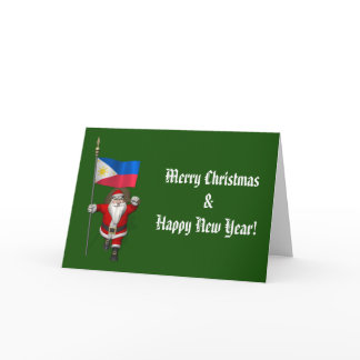 Santa Claus With Ensign Of The Philippines Holiday Card