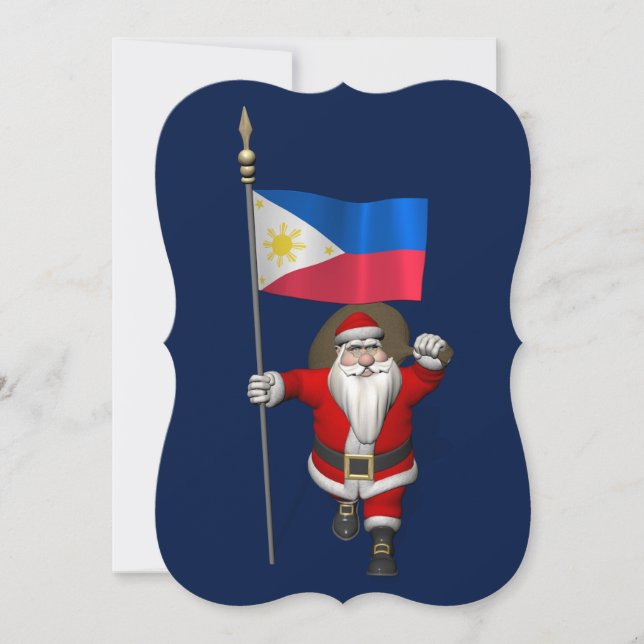 Santa Claus With Ensign Of The Philippines Holiday Card (Front)