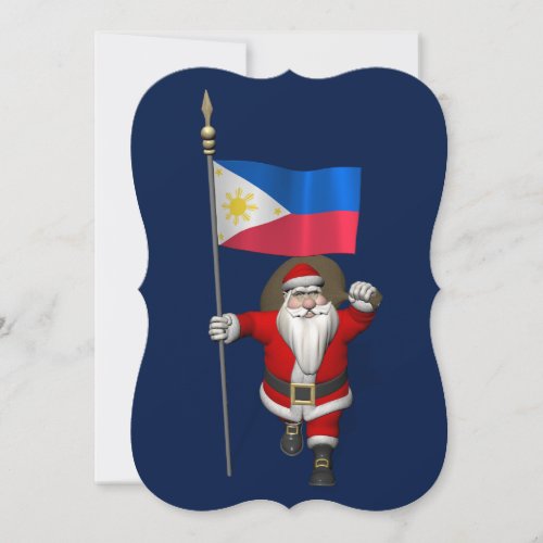 Santa Claus With Ensign Of The Philippines Holiday Card